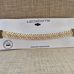 Liz Claiborne Women Choker Necklace Gold Tone Fashion Jewelry NWT $28